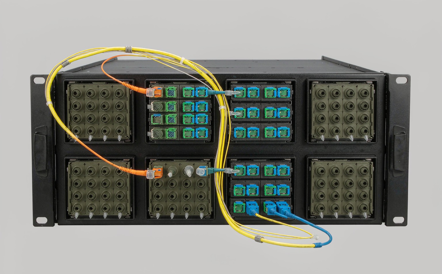 Panneau à cassettes MPO 1U pour montage en rack 19 pouces et 21 pouces avec adaptateurs LC duplex