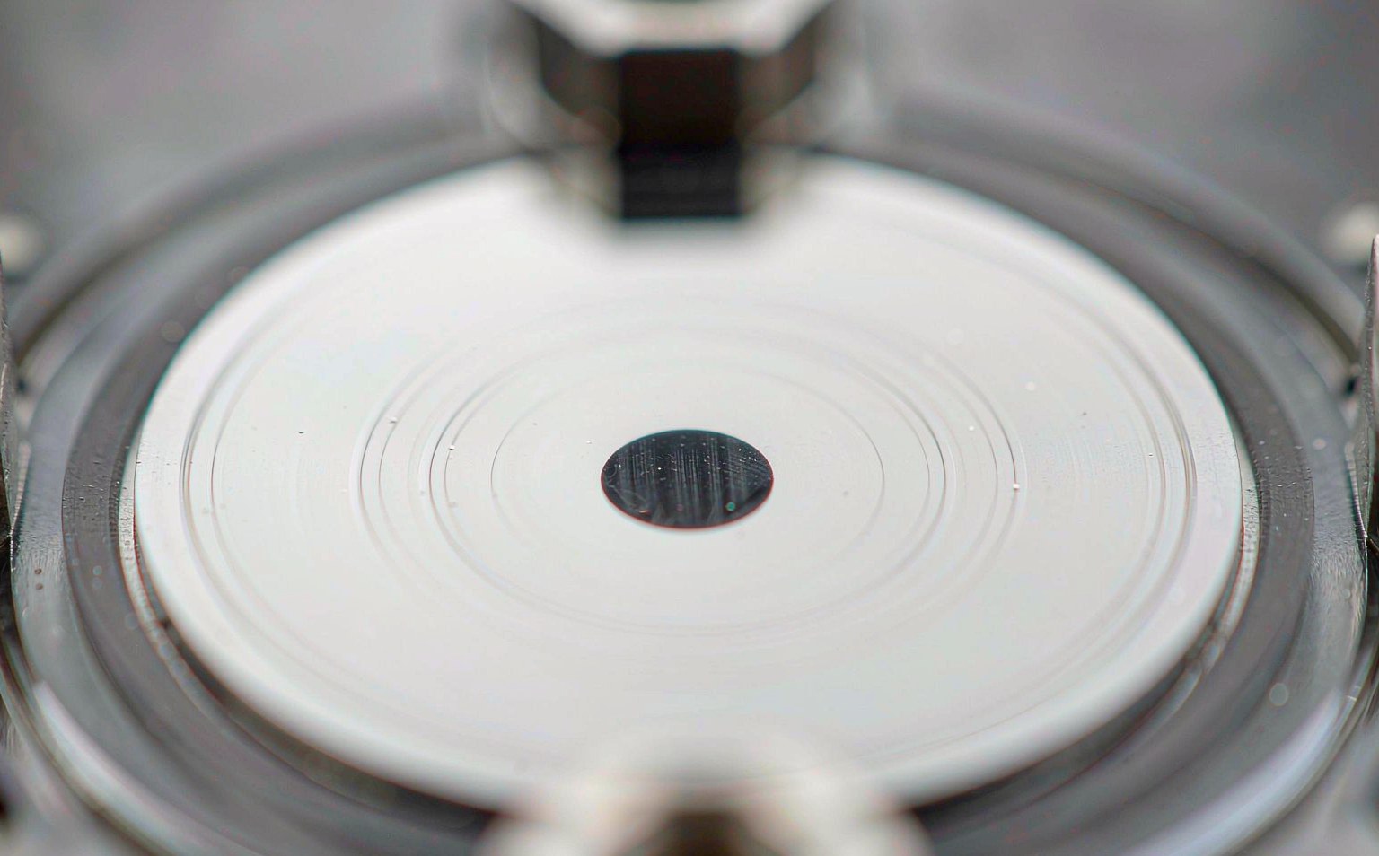 Magnified connector end face documented before MPO loss testing
